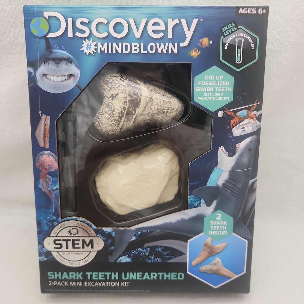 Science Kit Discovery Mindblown Shark Teeth Unearthed 2pk Mini Excavation STEM